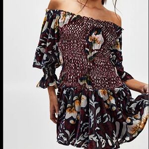 FREE PEOPLE VELVET MINI DRESS- size small NWOT